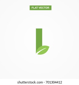l letter font logo flat with leaf vector logo template