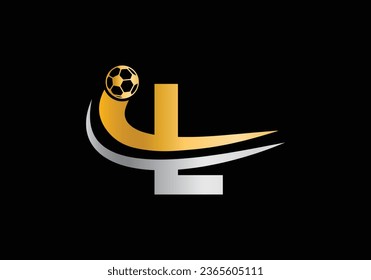 L Letter with Football Sports Logo Template Design. For Football Club Symbol Vector Template