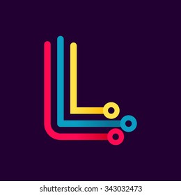 L letter formed by electric line. Font style, vector design template elements for your application or corporate identity.