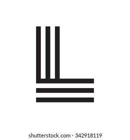 L letter formed by parallel lines. Vector design template elements for your application or corporate identity.