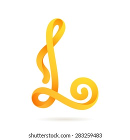 L letter gold or honey flowing vector logo, icon design template element