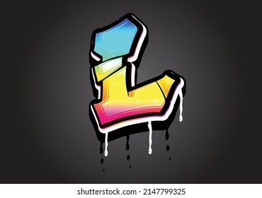 L Letter Graffiti Dripping alphabet font