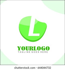 L letter green circle logo. Simple brand identity health, food, tech, eco & friendly for your business