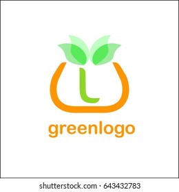 L letter green identity. Tree leaf vector logo design, eco-friendly concept.