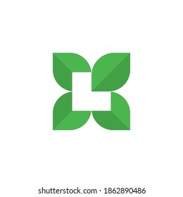 L letter in green leaf leaves shape, Nature garden and home eco product, logo vector design