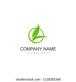 L letter green leaf vector logo design 