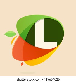 L letter with healthy food shapes. Vector design template elements for your eco application or corporate identity.