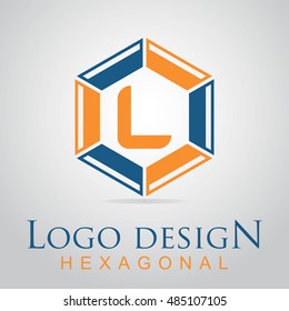 L letter in the hexagonal logo. Vector template design elements for your application, websites and business  identity.