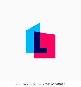 L Letter House Overlapping color Monogram Home mortgage architect architecture logo vector icon illustration