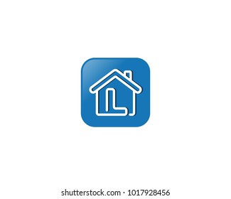 L Letter In House With Rounded Square Icon