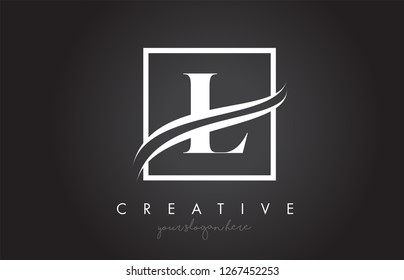 L Letter Icon Logo Design with Square Swoosh Border and Creative Design Vector Illustration.