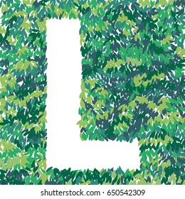 L letter illustration. Leaves pattern