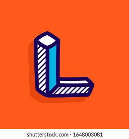 L letter impossible shape flat logo. Vector handwritten isometric font for geometry labels, engineering company, science posters etc.