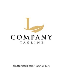 L Letter initial feather design logo vector template.  