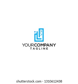 L letter initial logo building vector icon template