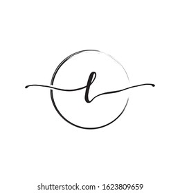 L letter initial logo with circle brush design vector
