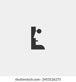 L letter initial logo with human face in negative space style - black and white.