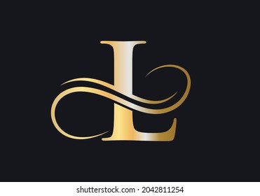 L Letter Initial Luxurious Logo Template. Premium L Logo Golden Concept. L Letter Logo with Golden Luxury Color and Monogram Design. 