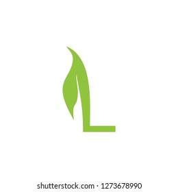 l letter with leaf icon logo