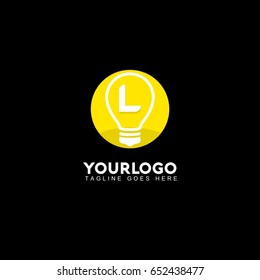 L Letter Light Logo, Lamp Idea Logo, Idea Logo