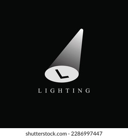 L letter with lighting spotlight logo design concept