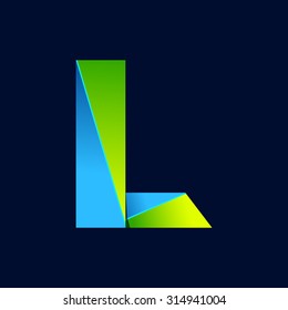 L letter line colorful logo. Abstract trendy green and blue vector design template elements for your application or corporate identity.