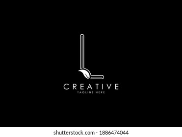 L Letra Linear Leafy Monograma Plantilla, vector de diseño minimalista, Único.