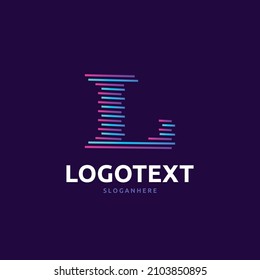 L letter logo abstract design on violet color background. L alphabet