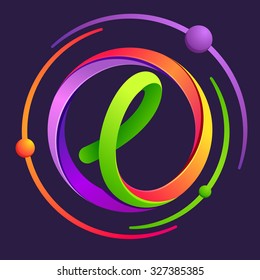 L letter logo with atoms orbits. Vector design template elements for your application or corporate identity.