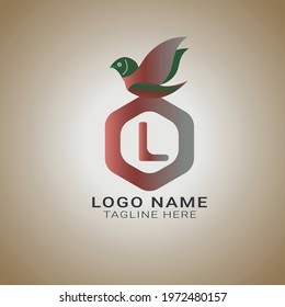 L letter logo with bird, Bird with polygon vector.