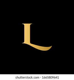 L letter logo with black background.The gold letter icon.Gold letter icon design.