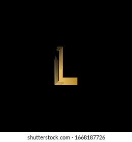 L letter logo with black background.The gold letter icon.The letter design.