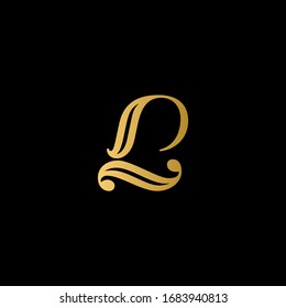 L letter logo with black background.Gold letter icon.Black and gold.