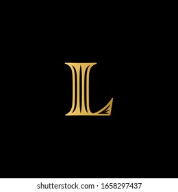 L letter logo with black background.L letter icon.This is golden letter design.