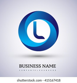 L letter logo in the blue circle. Vector design template elements for your application or company identity.