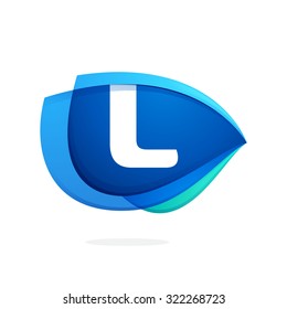 L letter logo with blue wing or eye. Abstract trendy letter multicolored vector design template elements for your application or corporate identity.