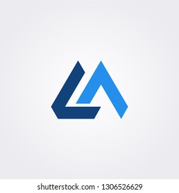 L and A letter logo with bold shapes and luxury icon. Initial logo concept vector.