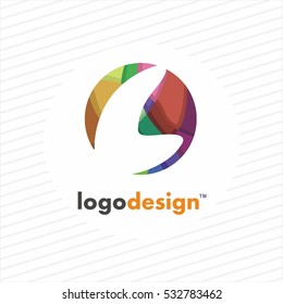 L letter logo in circle with rainbow dots. Vector elements for fashion, business, posters, t-shirts and cards.