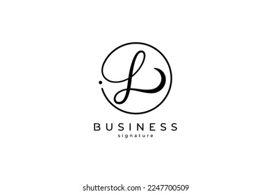 L letter logo in circle shape in simple design style