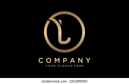Logotipo De Letra L Con Forma Círculo. Moderna plantilla exclusiva de vectores de diseño de logotipo L creativo. Elegante Diseño De Identidad En Color Dorado.