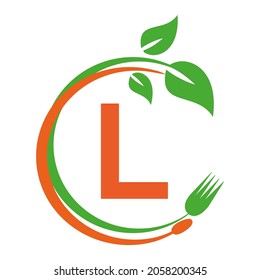L Letter Logo circle, Vector, restaurant, Template, Icon