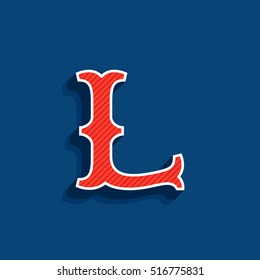 L letter logo in classic sport team style font. Typography for your posters, sportswear, club t-shirt, banner, etc.  