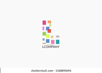 L letter logo. colorful random squares concept