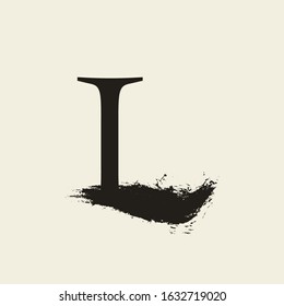 L letter logo. Custom serif style lettering with hand drawn brush stroke. Classic vector font for your fashion poster, jewelry badge, vintage banner, boutique card etc.