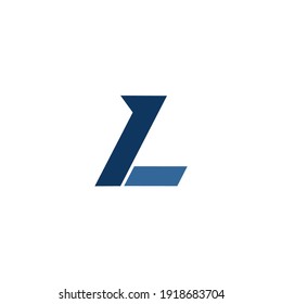 L letter logo, dark blue and light blue color combination