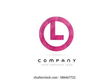 L Letter Logo Design with Circular Purple Rounded Pattern. 