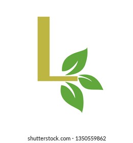 L letter logo design with a combination of leaves