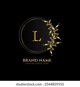 l letter logo design with golden color