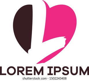 L letter logo design, Letter L in heart shape vector illustration