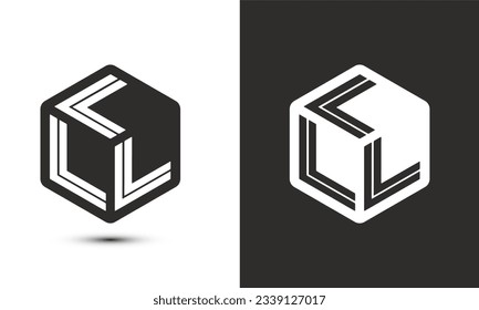 L L L letter logo design with illustrator cube logo, vector logo modern alphabet font overlap style. Premium Business logo icon. White color on black background